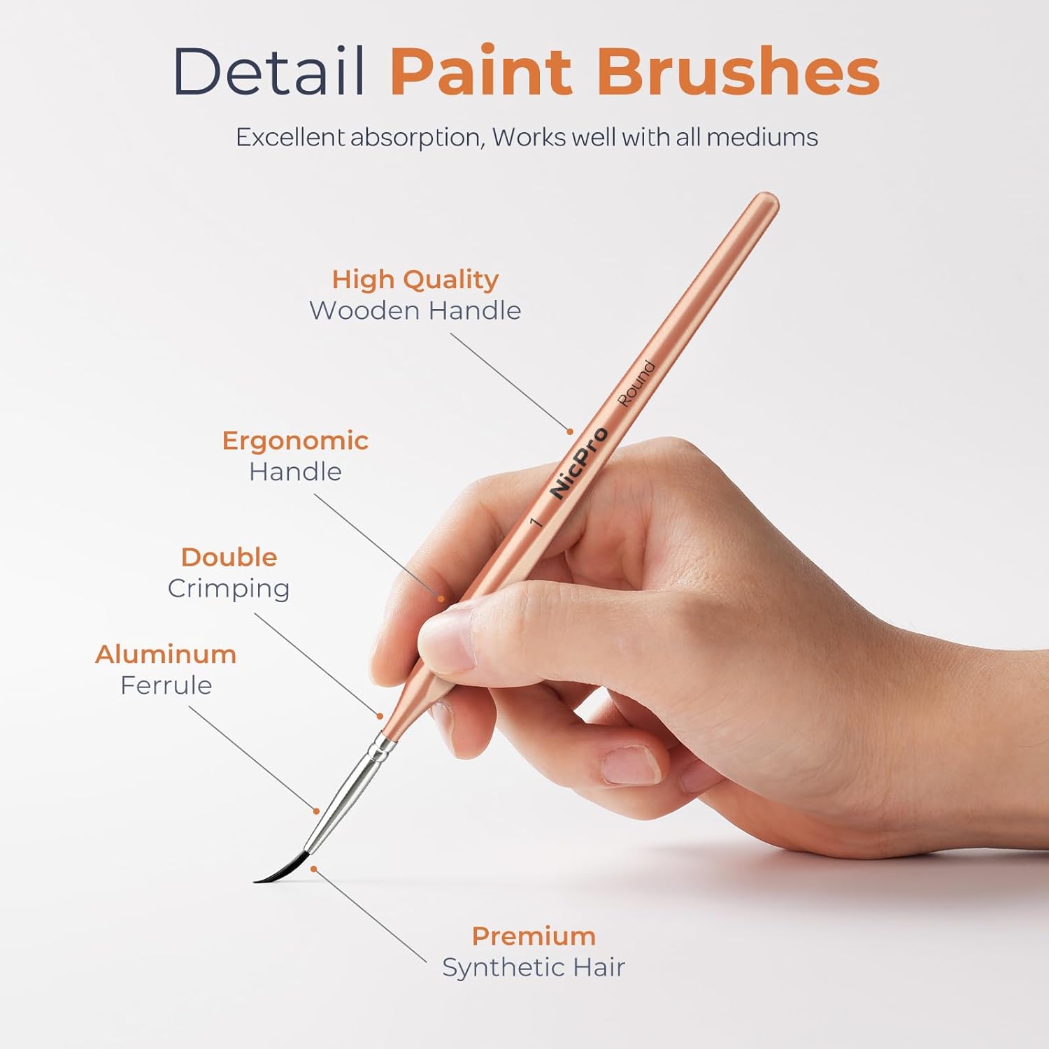 Thumbnail 1 de Nicpro Detail Paint Brushes 10 PCS: Fine Tip Precision for Miniatures and Models