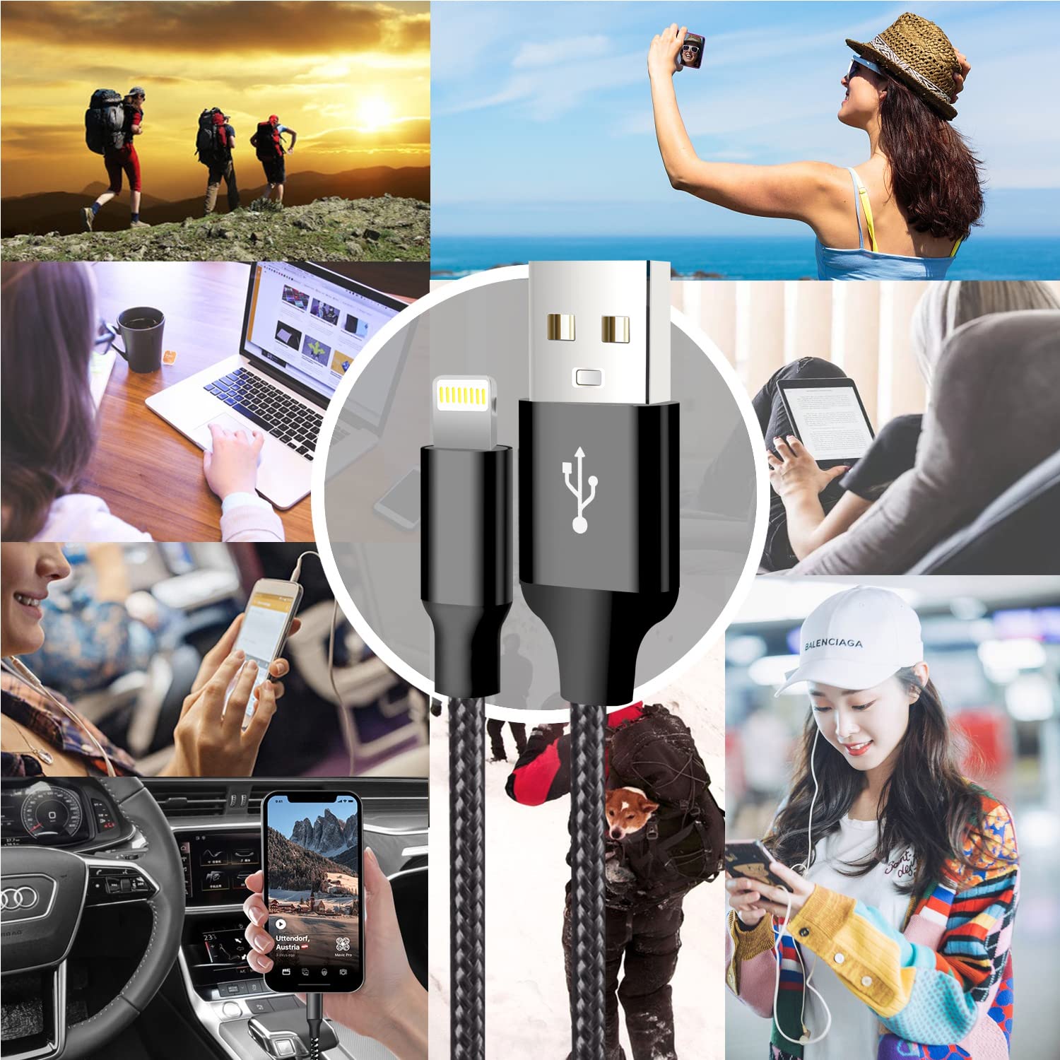 Thumbnail 6 de cugunu iPhone Charger 5-pack 3/3/6/6/10FT Lightning cables