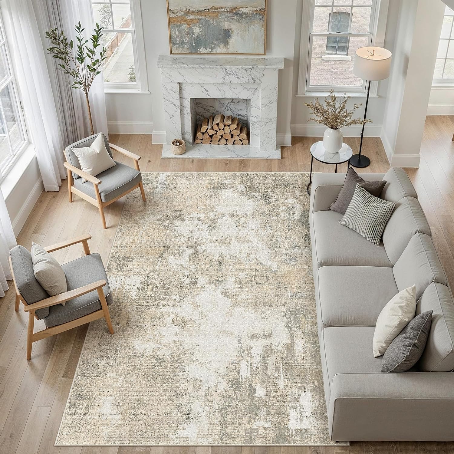 Thumbnail 4 de PureCozy Beige Abstract Area Rug 240x300 cm