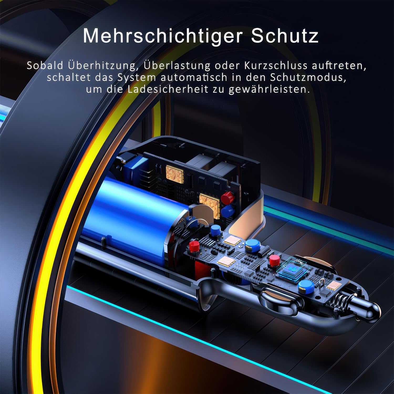 Detalle 2 de RLCWerk 4-in-1 Zigarettenanzünder-Verteiler mit USB‑C Ladegerät bis 128 W und Spannungsanzeige