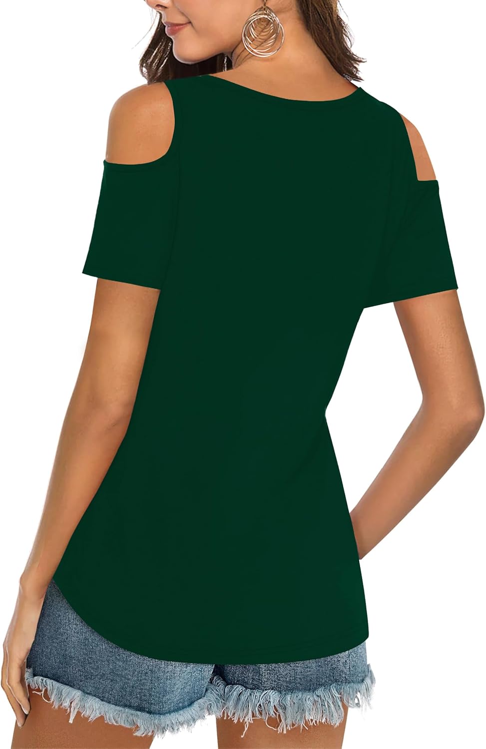 Thumbnail 3 de Elesomo Ladies Cold Shoulder Tops with V Neck – Short Sleeve Summer Casual T Shirt