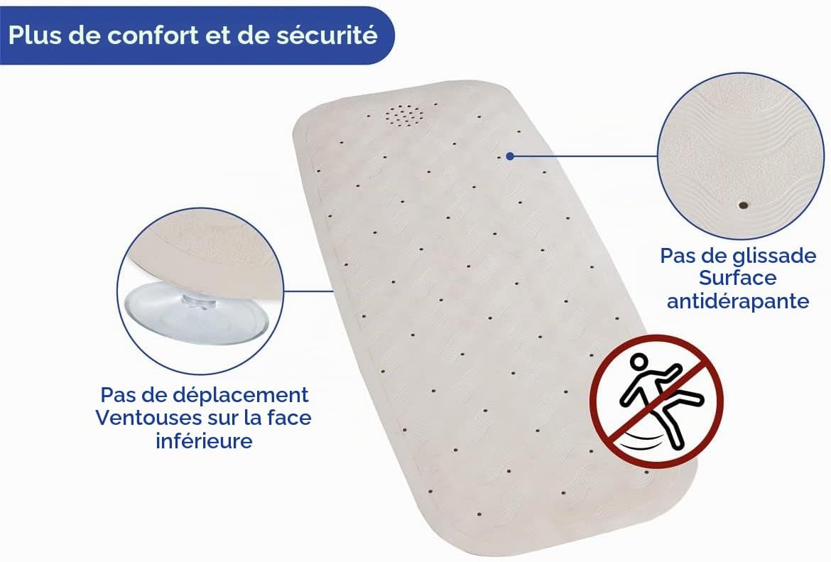 Detalle de Tapis de bain antidérapant Maximex Natur-Kautschuk beige 37 x 90 cm — sécurité et confort sur le bain