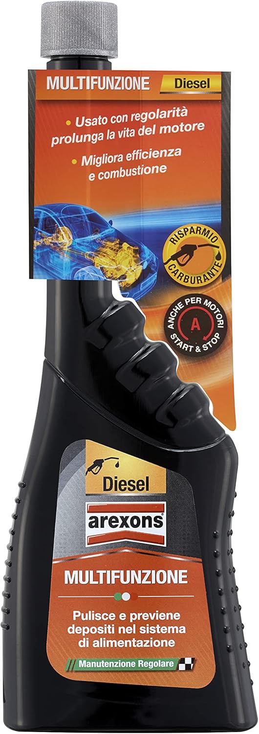 Arexons Additivo Diesel Multifunzione 250 ml – Pulitore, Protettivo e Miglioratore di Prestazioni per Motori Diesel