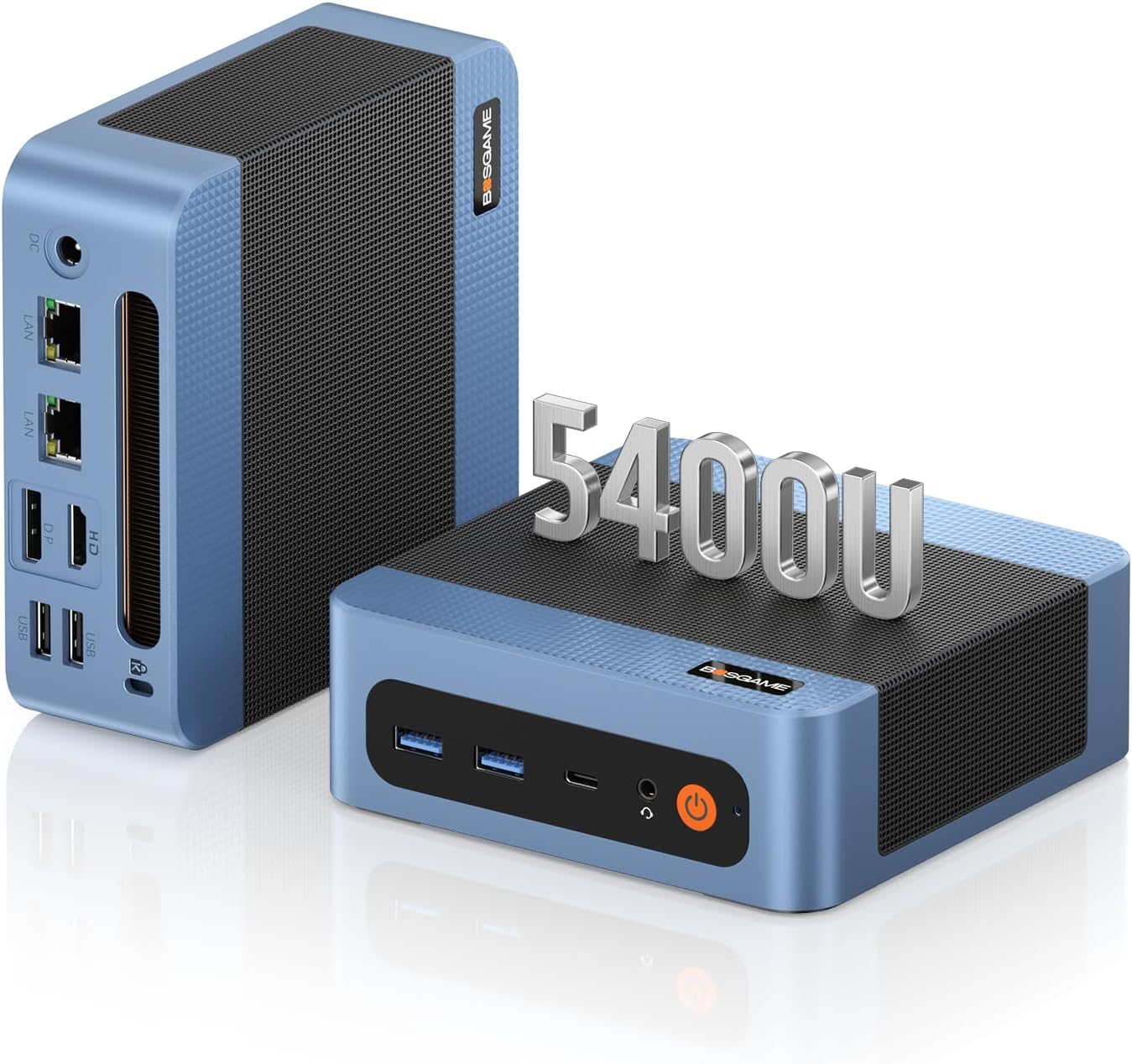 Detalle de BOSGAME E5 Plus Mini PC with Ryzen 5400U, Triple 4K Displays and Dual 2.5G LAN