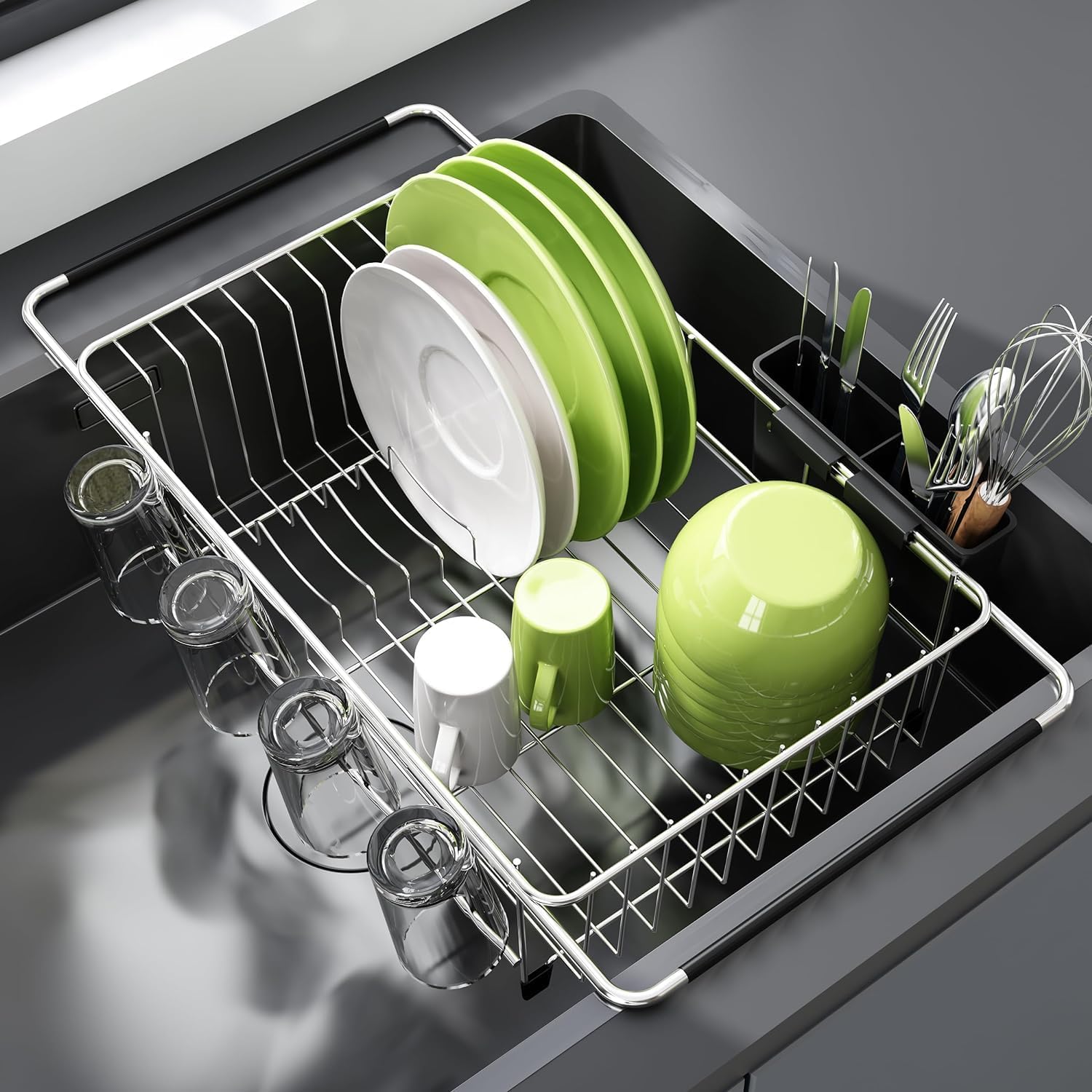 Detalle de JASIWAY Dish Drying Rack 15.5–23.2 in 🍽