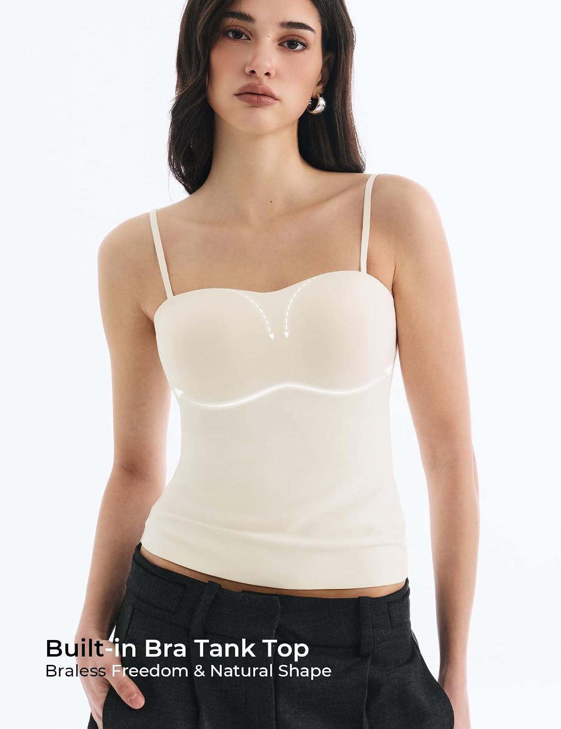 Detalle de Lehoba Built-in Bra Tank Tops for Women — Double-Lined Padded Cami with Removable Straps