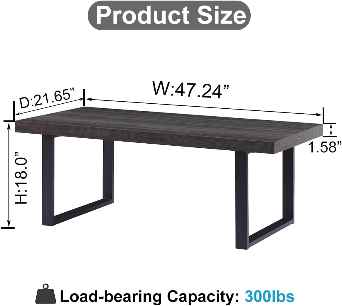 Thumbnail 1 de IBF tavolino moderno rettangolare in legno e metallo industriale (fino a 136 kg), 100 cm