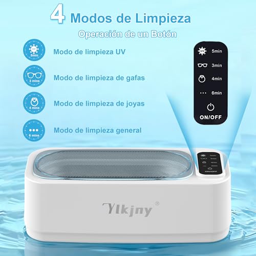Detalle 1 de ylkjny Limpiador ultrasónico de 350 ml, 55 kHz, 4 modos y acero inoxidable 304