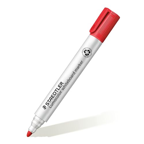 Detalle de Staedtler 351 WP4 Lumocolor: rotuladores para pizarra blanca, 4 colores, Dry Safe y recargables
