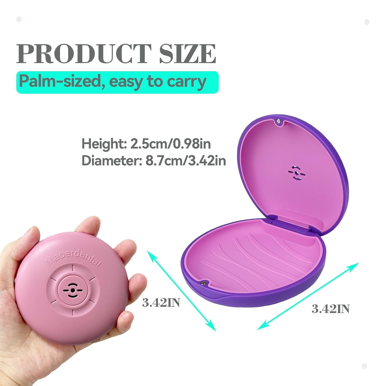 Thumbnail 2 de Maoerdental 2 Pack Retainer Case with Vent Holes (Pink Purple) – Portable Invisalign/aligner storage