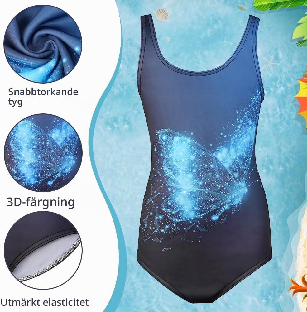 Detalle de OSDUE flickbaddräkt i ett stycke, 80 % nylon och 20 % elastan