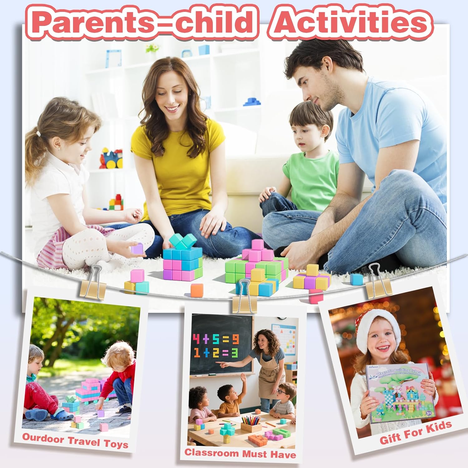 Detalle 2 de 100-Piece Magnetic Cubes Building Set for Kids (Ages 3–8) — STEM Magnetic Blocks for Toddlers & Preschoolers