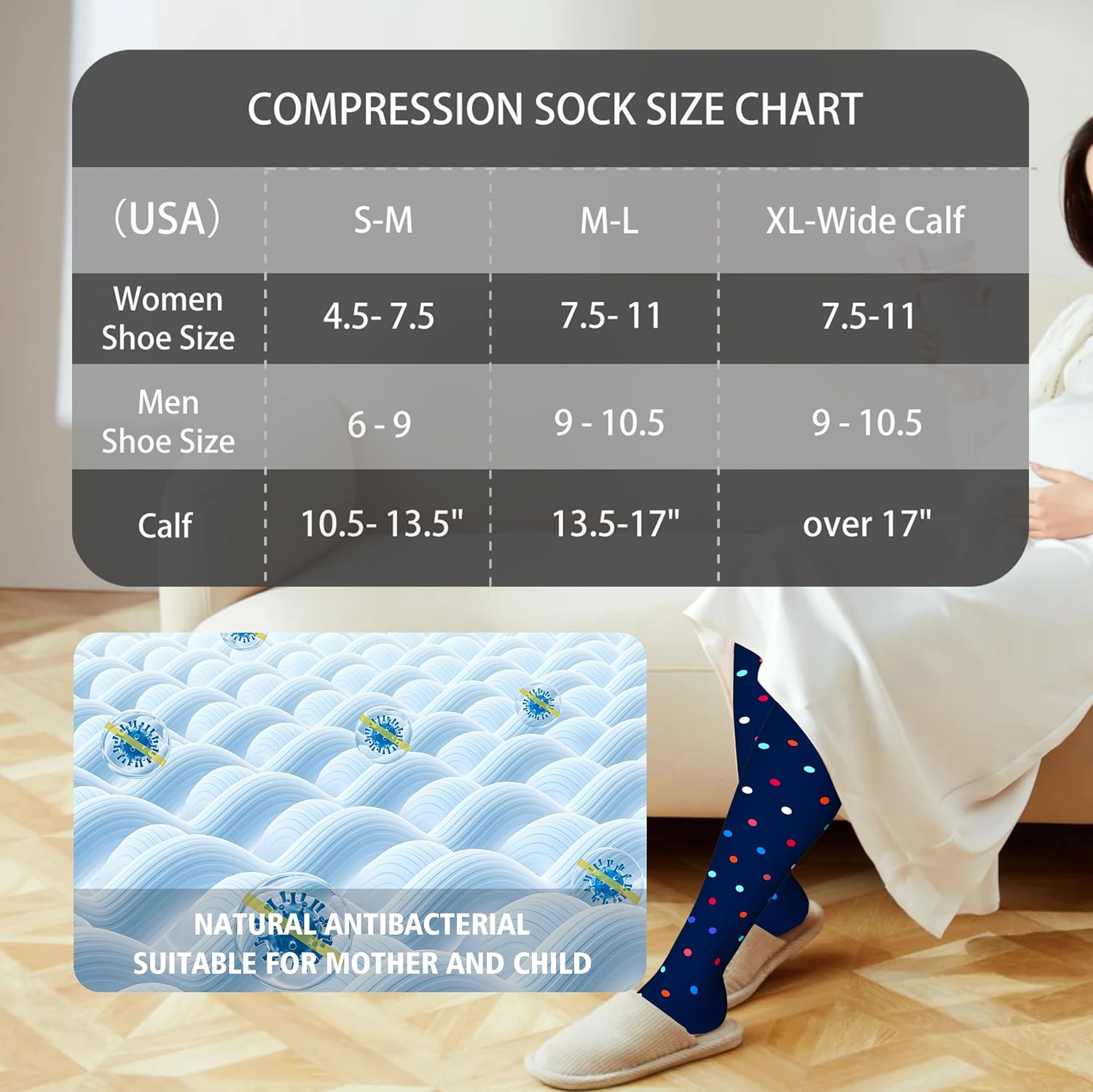 Thumbnail 4 de LEVSOX Thick Cotton Compression Socks 20-30mmHg