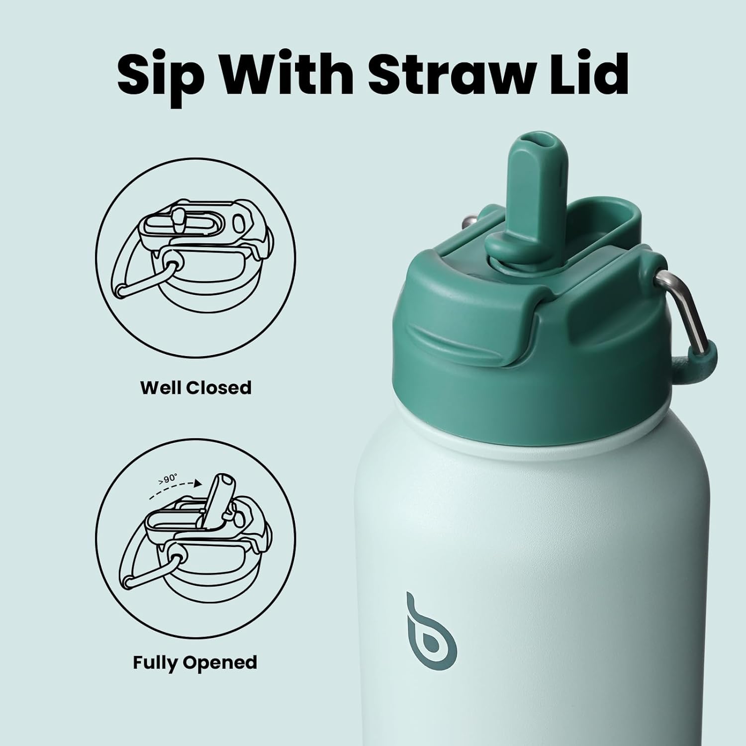 Detalle de BOTTLE BOTTLE Borraccia termica 850 ml con cannuccia e supporto pillole 🚰