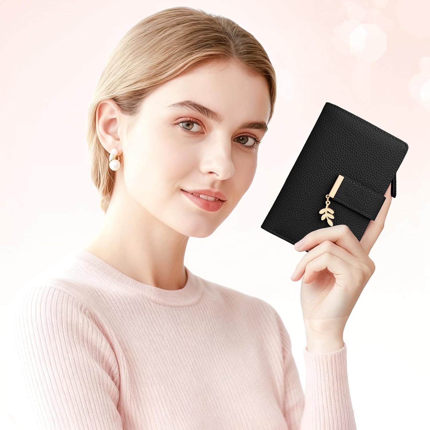 Detalle de LUROON Damen-Geldbörse Leder mit RFID-Schutz – kompakt, organisiert und sicher