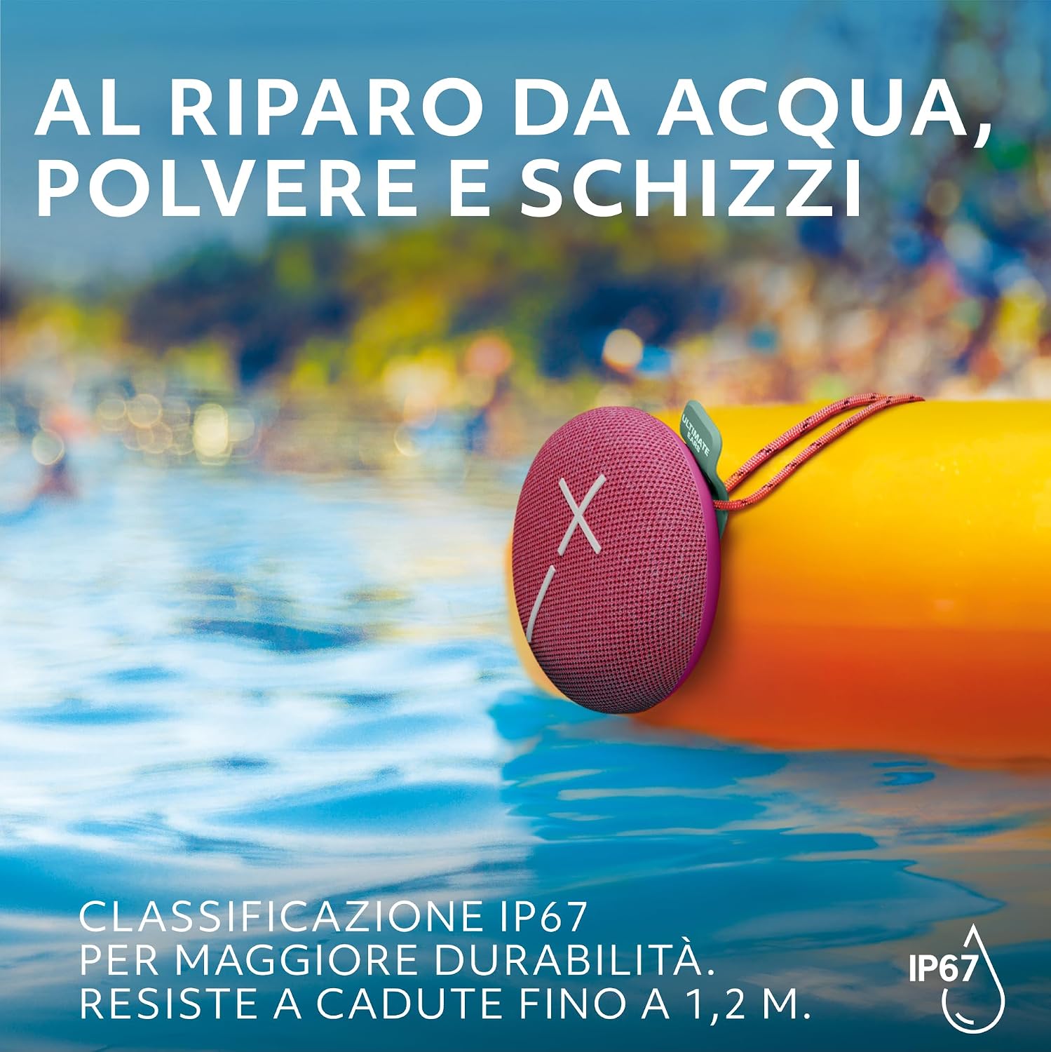 Detalle de Ultimate Ears Miniroll – Altoparlante Bluetooth impermeabile IP67, 12 ore di autonomia, 40 m di raggio d’azione, Calming Pink