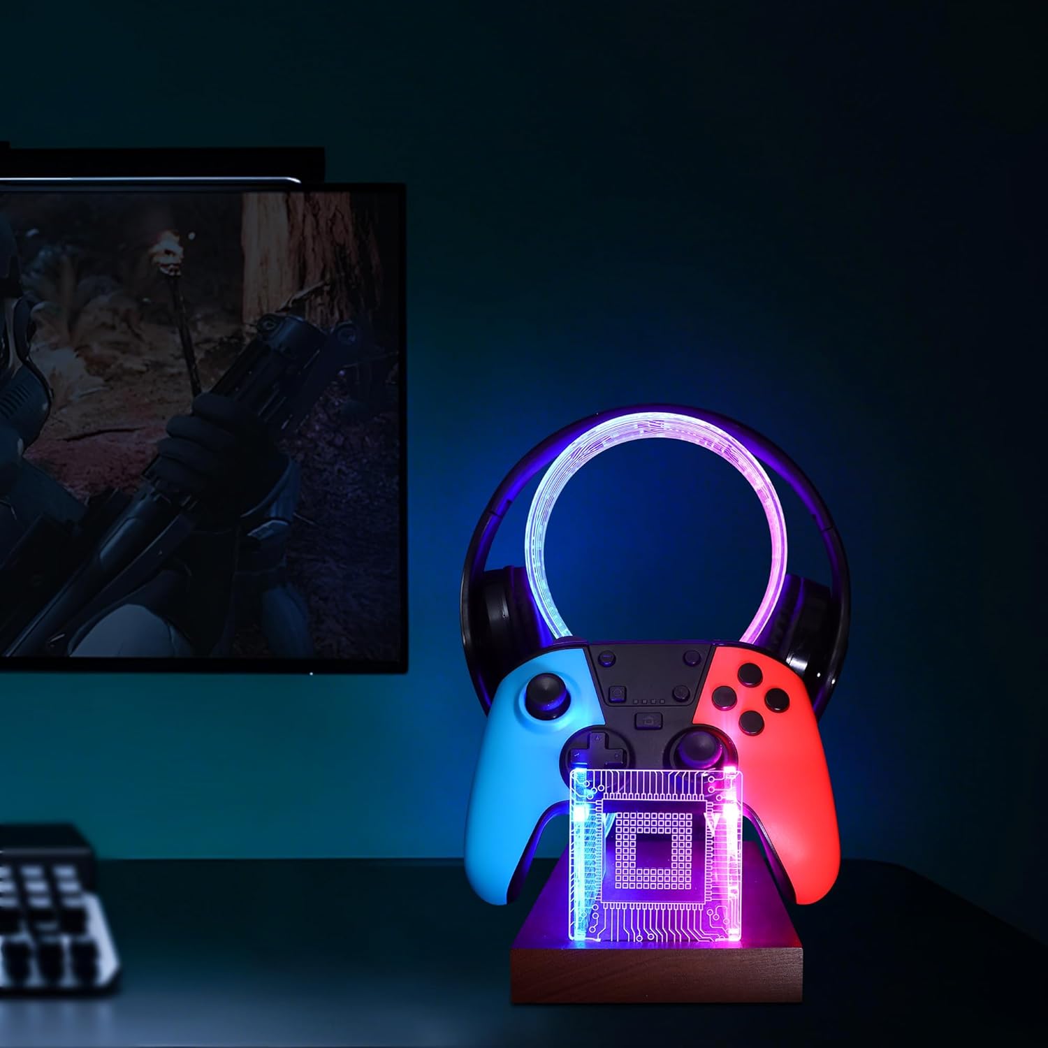 Thumbnail 1 de YuanDian Gamer Stand: Schulter Headset- und Controller-Ständer mit LED-Nachtlicht