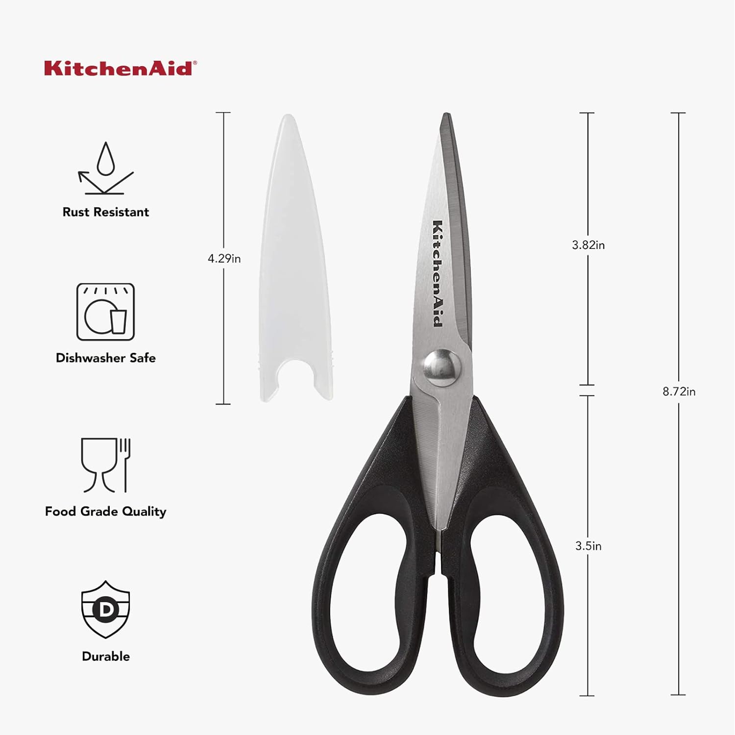 Thumbnail 6 de KitchenAid All Purpose Kitchen Shears with Protective Sheath (Dishwasher Safe) — Durable Stainless Steel, Soft-Grip Handle, Black