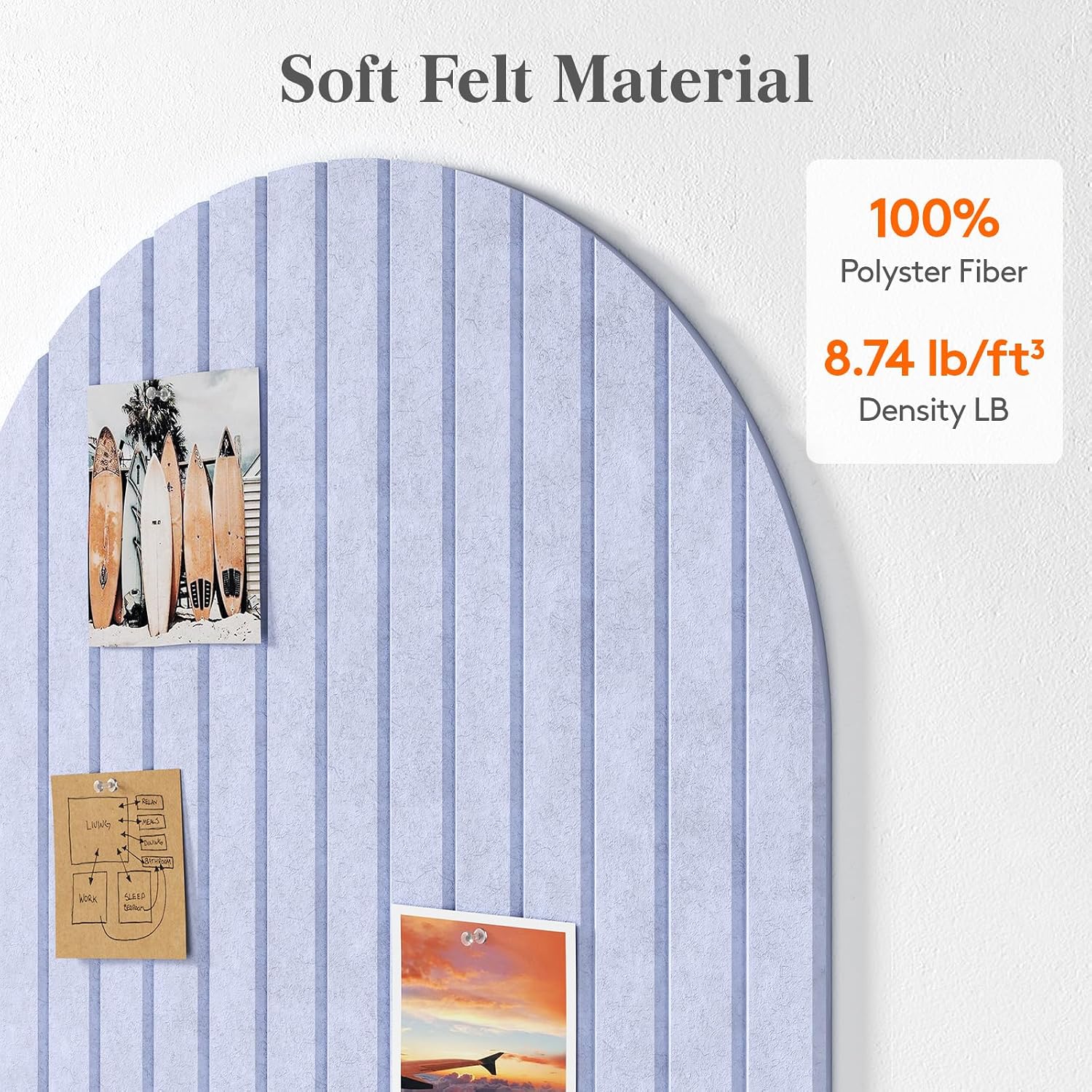 Detalle de Lifewit 26057 4-Pack Arched Felt Bulletin Board Panels, Purple, Self-Adhesive
