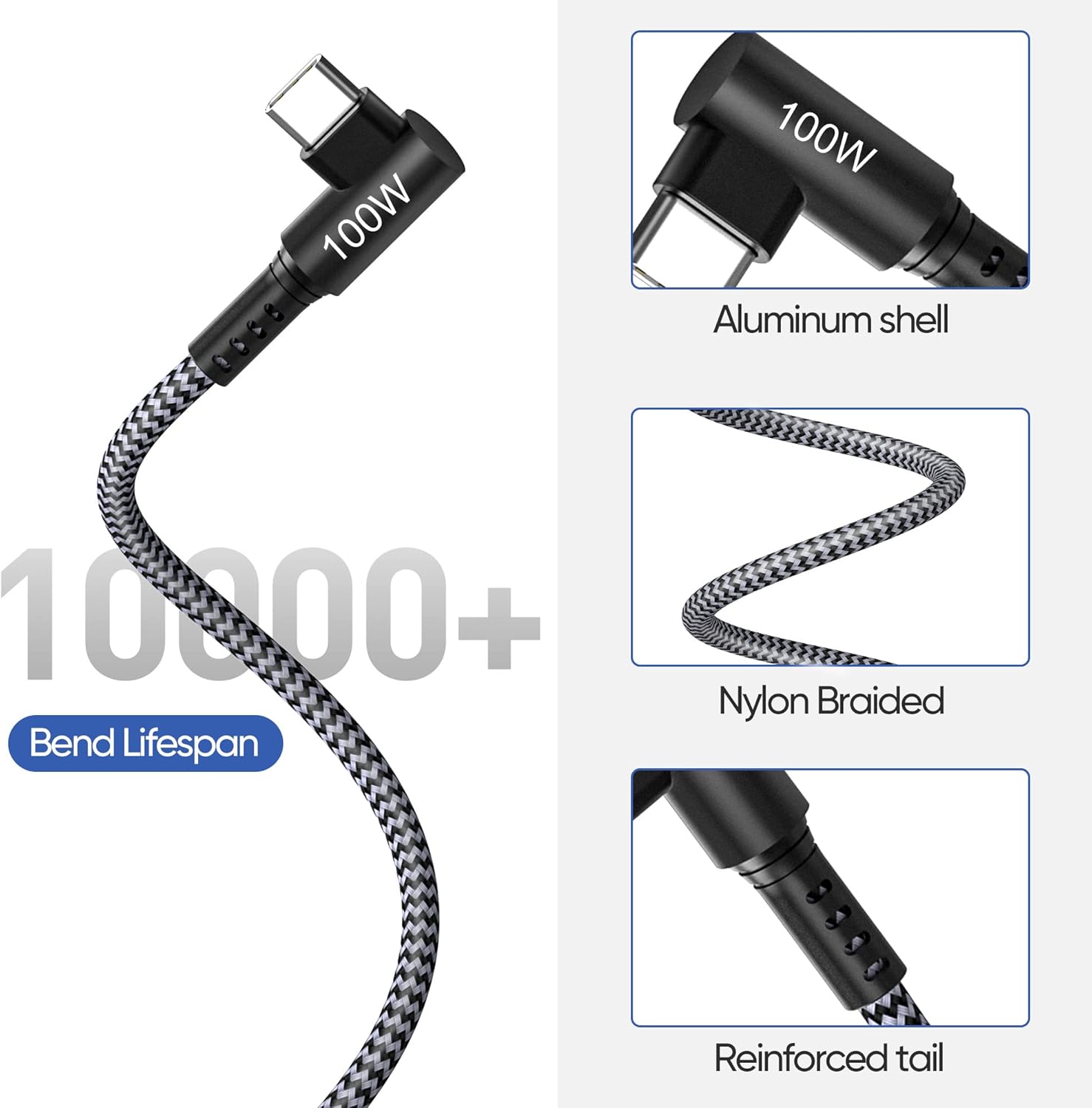 Thumbnail 5 de KAIMENGLONG 45W USB C Schnellladegerät mit 2 m Nylon-Kabel (90°) – kompakt, sicher, ideal für Samsung Galaxy Serie