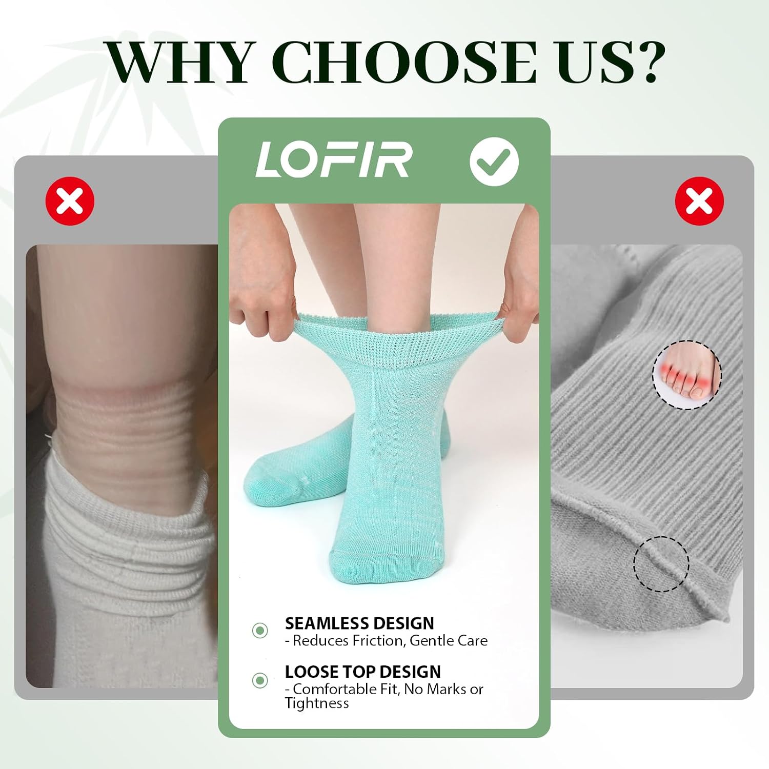 Detalle de LOFIR Diabetic Ankle Socks for Women: Bamboo Summer Socks with Easy Grip and Cushioned Sole