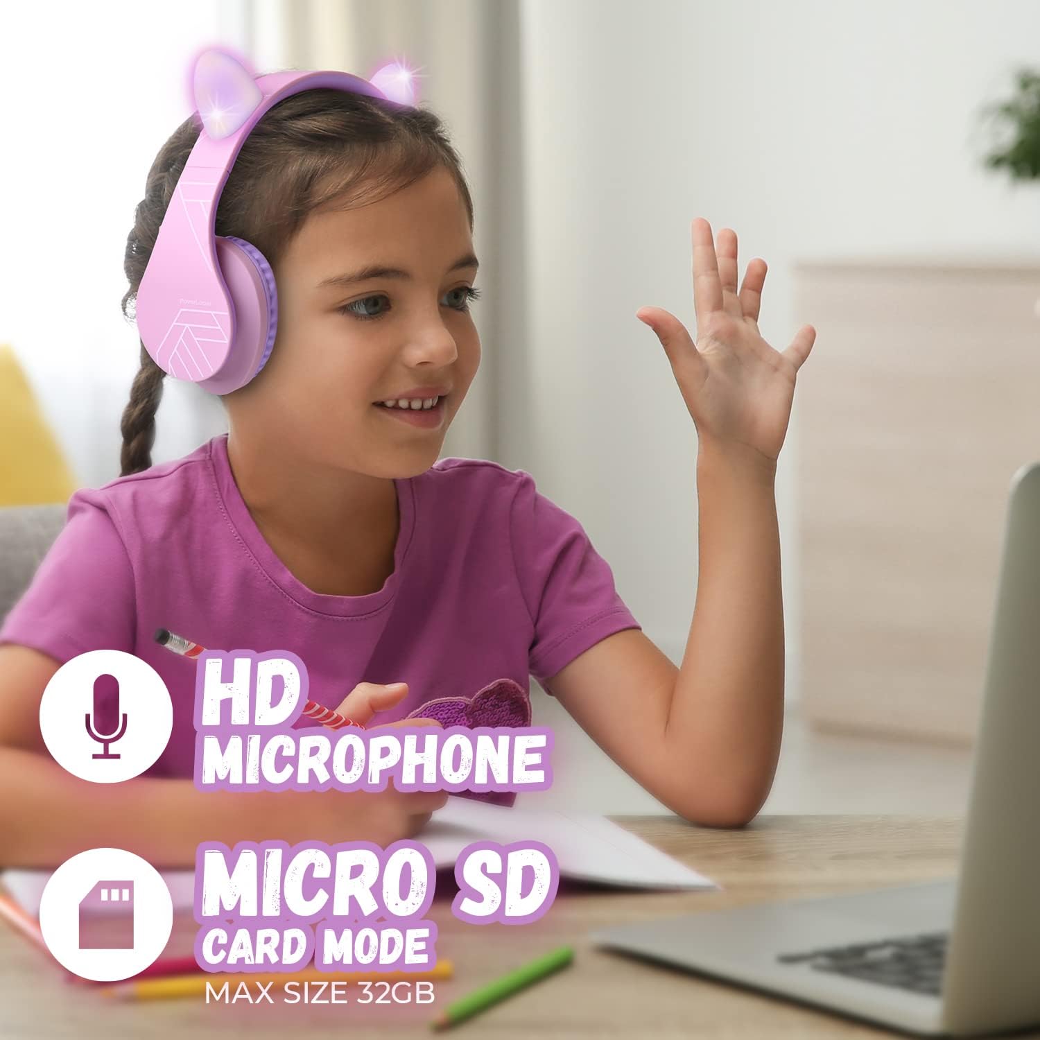 Thumbnail 6 de PowerLocus KinderKopfhörer mit Bluetooth, 85 dB Lautstärkebegrenzung & Mikrofon (Over-Ear, faltbar)