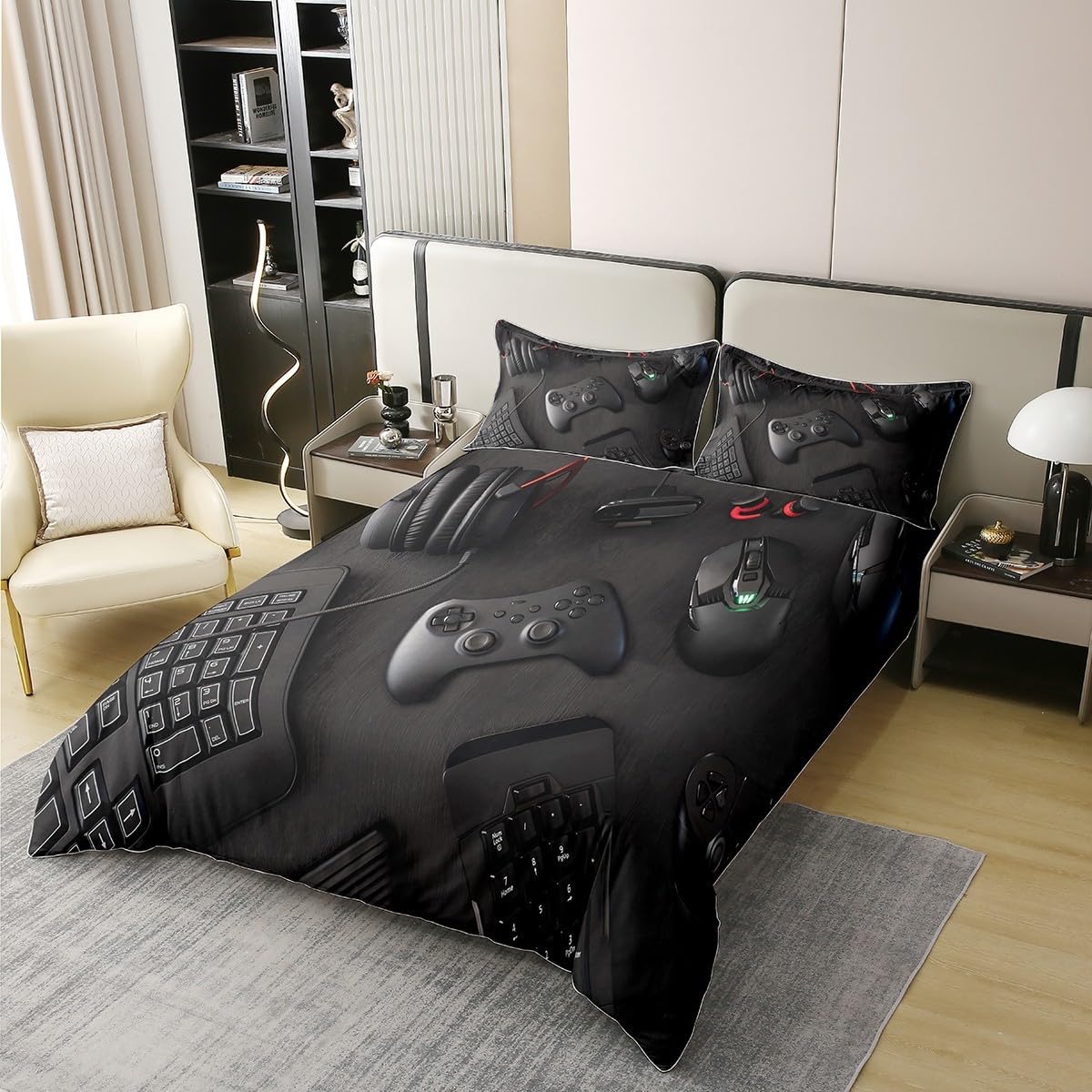 Thumbnail 1 de Baumwolle Moderne Gamepad Bettwäsche Set 135x200 cm – Reversibel, mit Kissenbezug