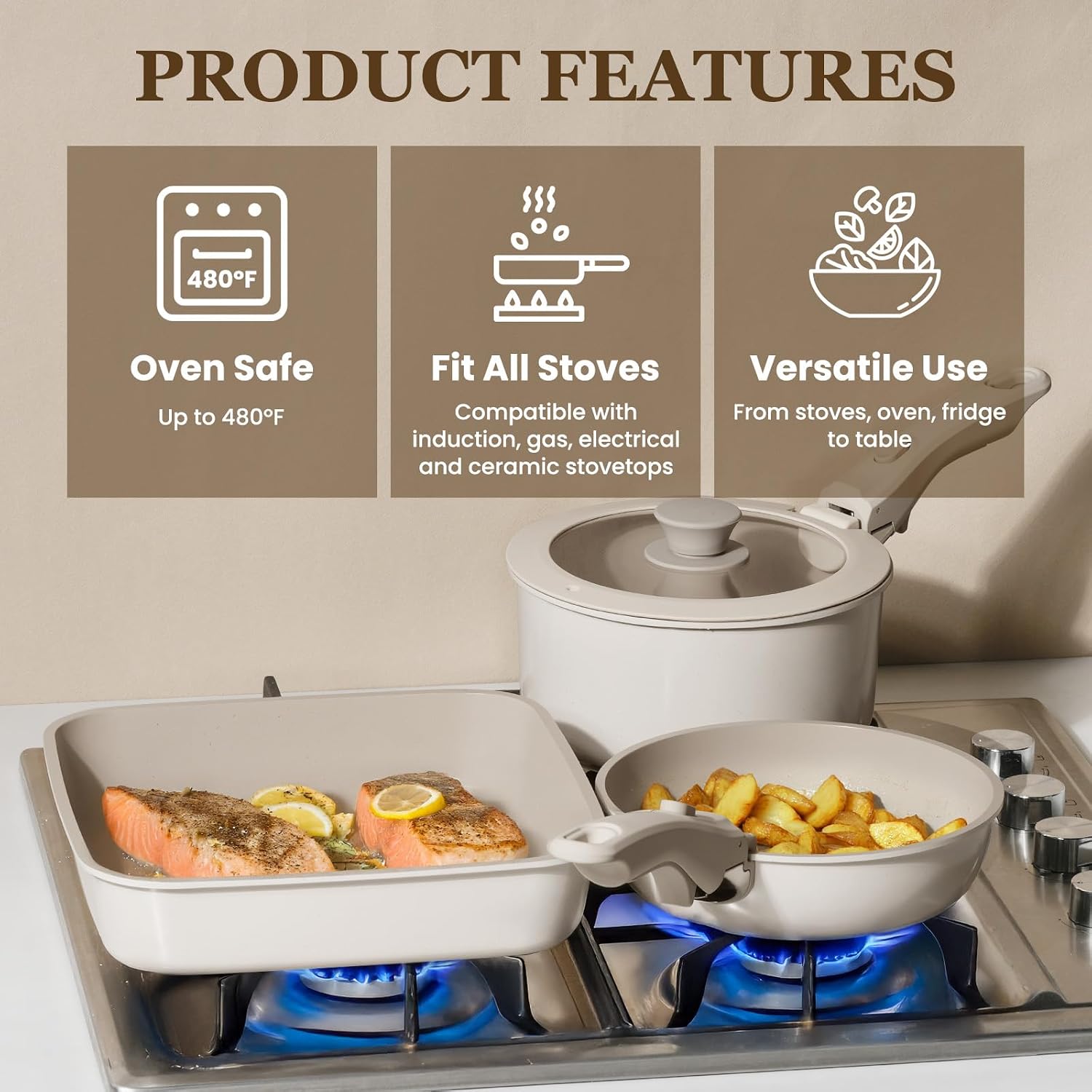 Thumbnail 3 de KIKCOIN Nonstick Cookware Set, 22-Piece