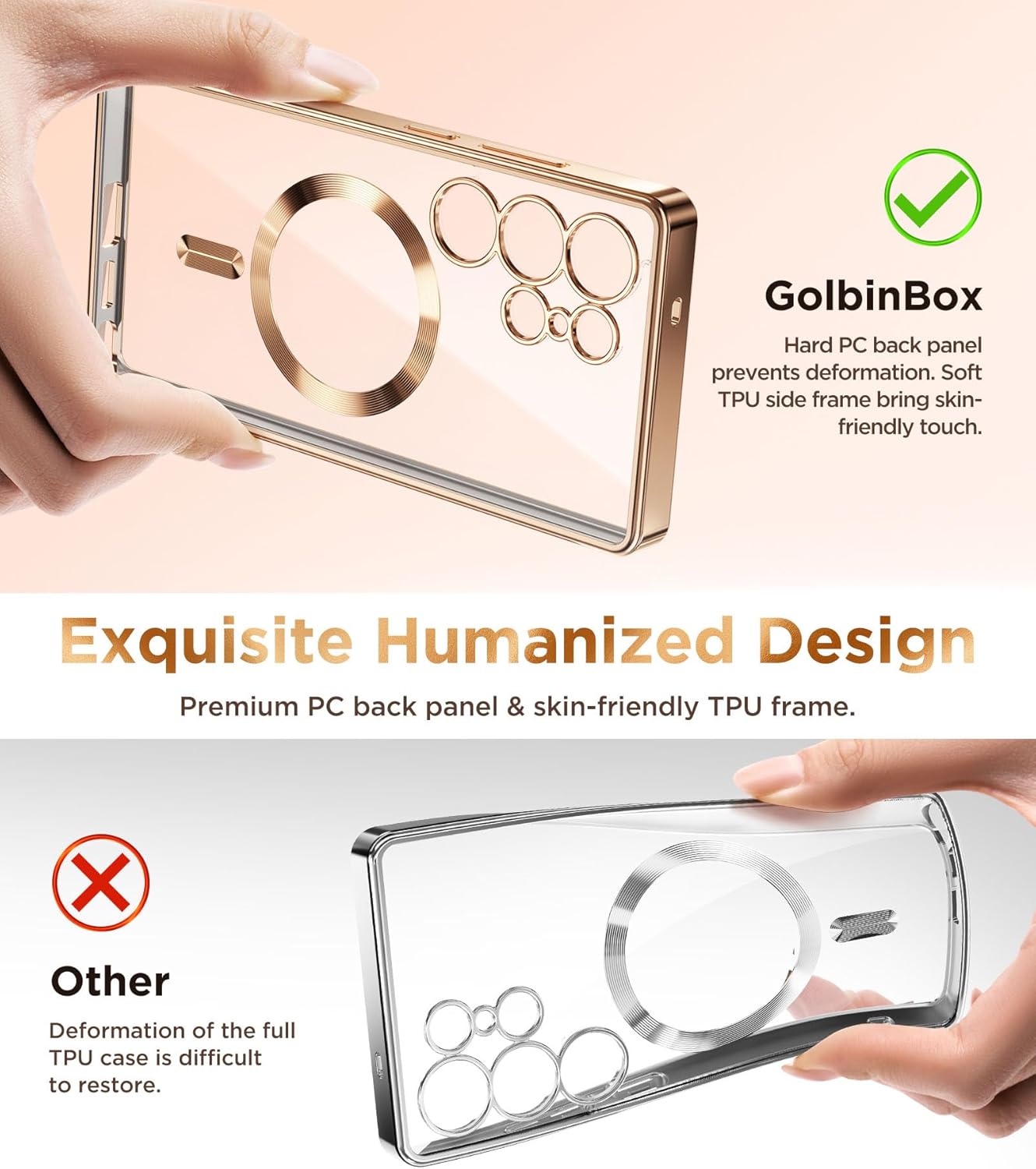 Thumbnail 6 de Magnetic Case for Samsung Galaxy S25 Ultra (Rose Gold/Clear) with Screen Protector & Full Camera Protection