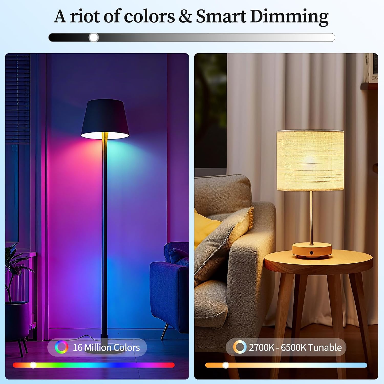 Detalle 2 de Oumida Bombilla LED Inteligente Wi-Fi RGB Multicolor E27 (2 uds) 9W, 806 lm