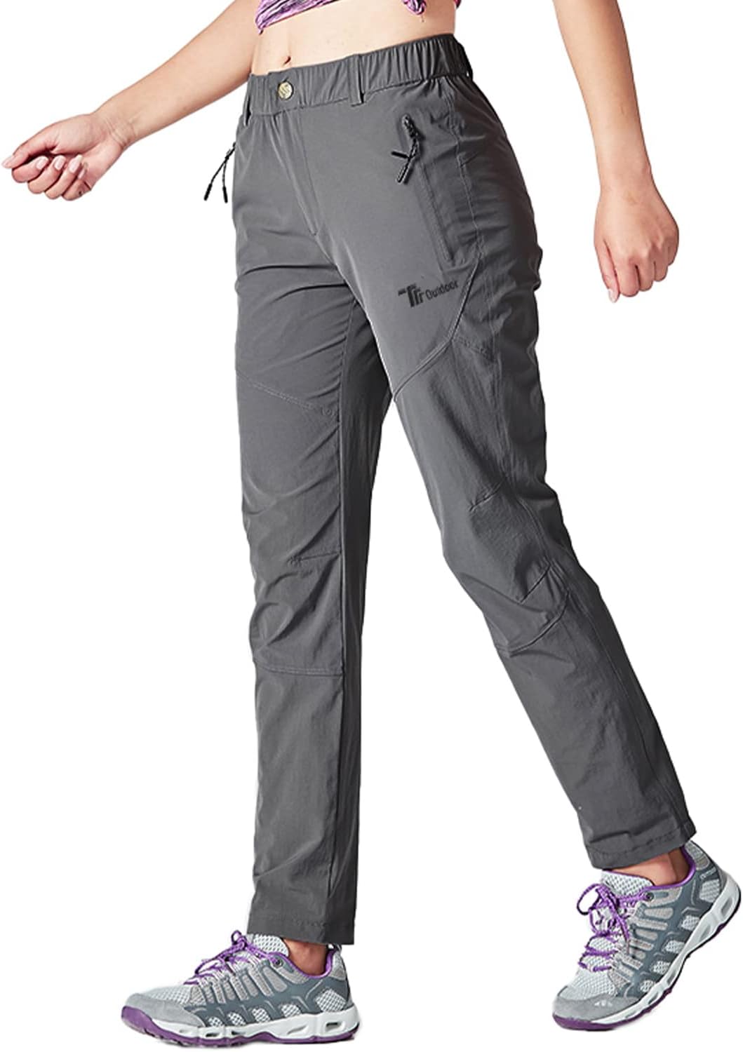 Detalle de YSENTO Damen-Wanderhose wasserdicht, schnelltrocknend & Stretch – Outdoorhose mit Reißverschlusstaschen