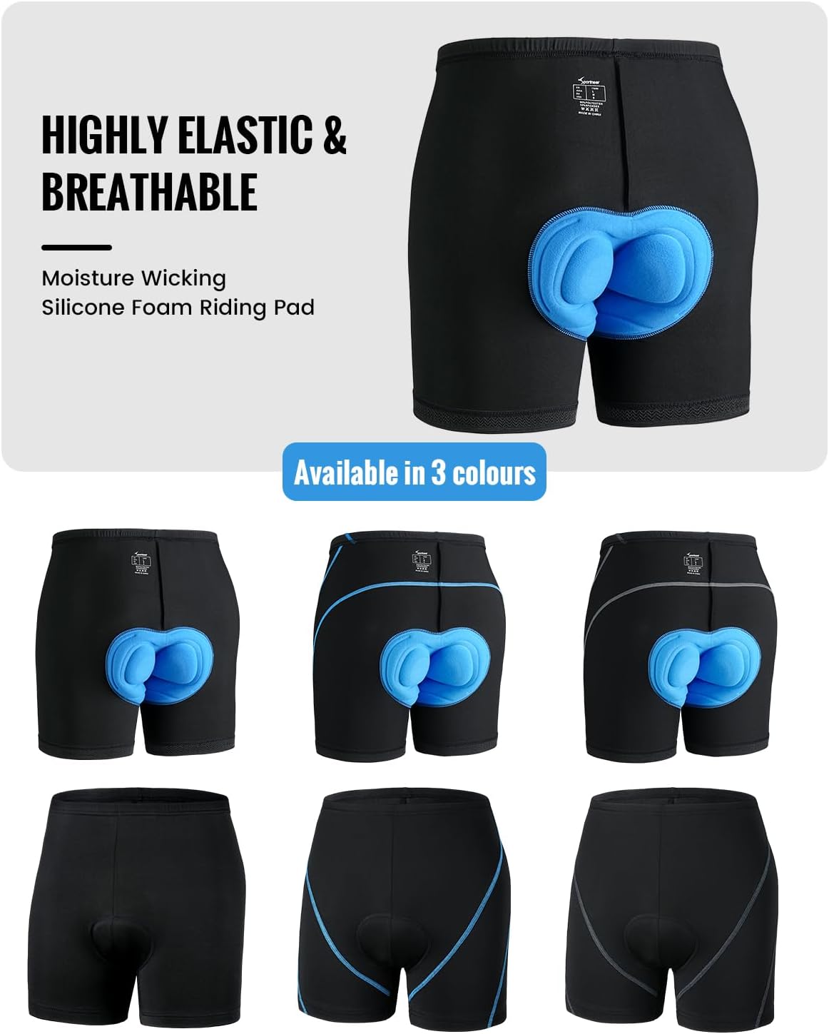 Thumbnail 6 de Sportneer Cycling Shorts Mens padded 3D cycling shorts with anti-slip grippers