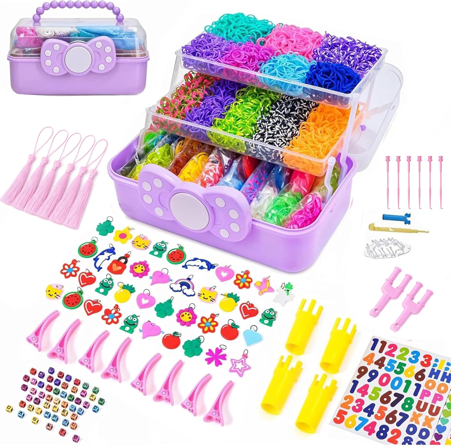 Detalle de DasKid 17,000+ Loom Bands Kit (40 colours) with beads, S-clips, charms and storage box