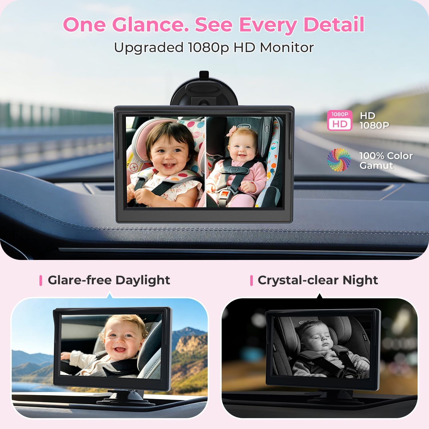 Thumbnail 2 de Itomoro ACZ403 Dual Baby Car Camera, 1080p Split-Screen, 940nm Night Vision