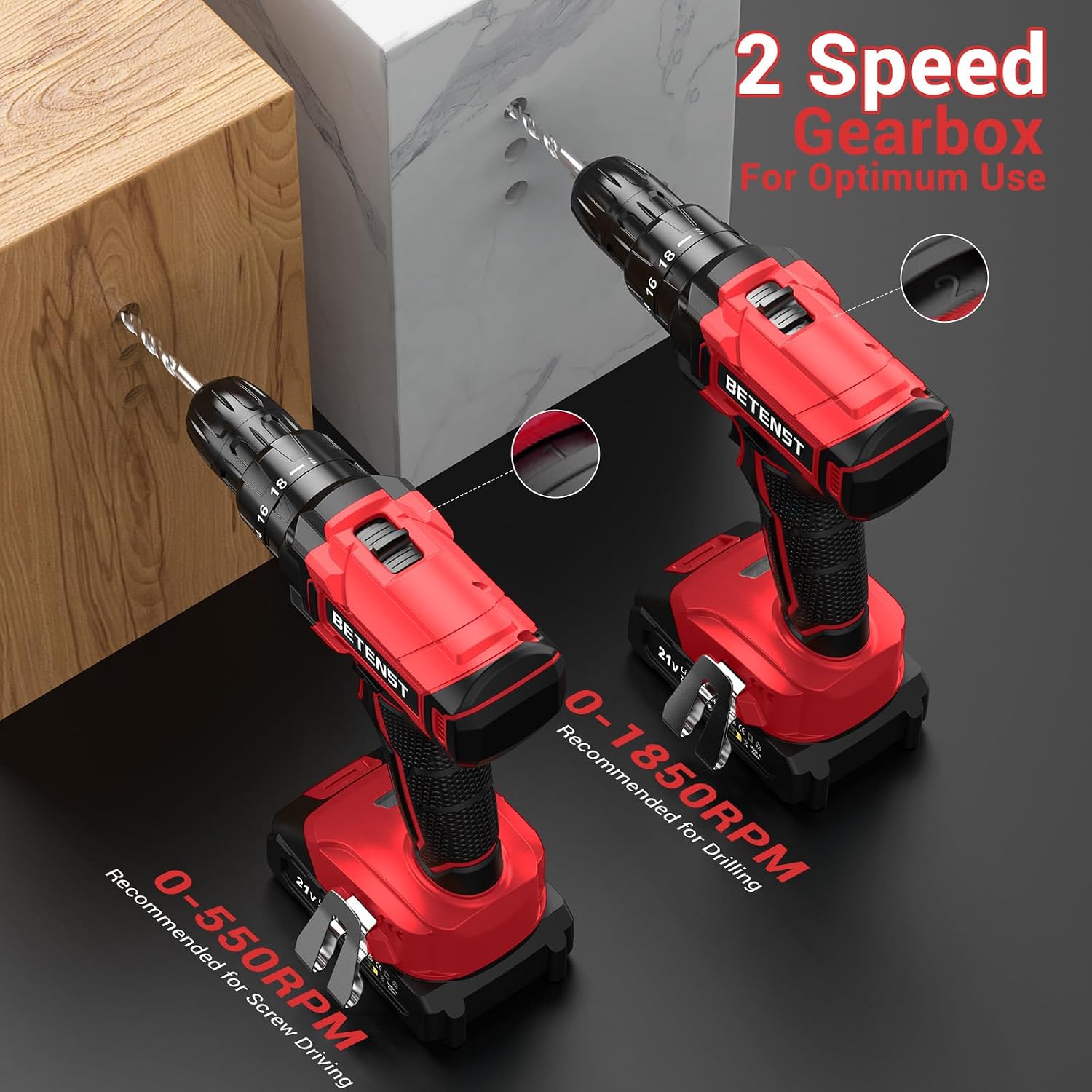 Detalle 2 de BETENST Avvitatore a Batteria 21V: Potenza, versatilità e praticità per il fai-da-te