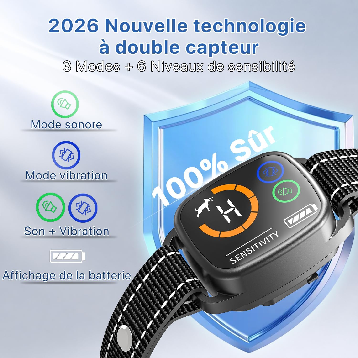 Thumbnail 2 de PatteSage Collier Anti aboiement pour chien — 6 niveaux, 3 modes et IP67