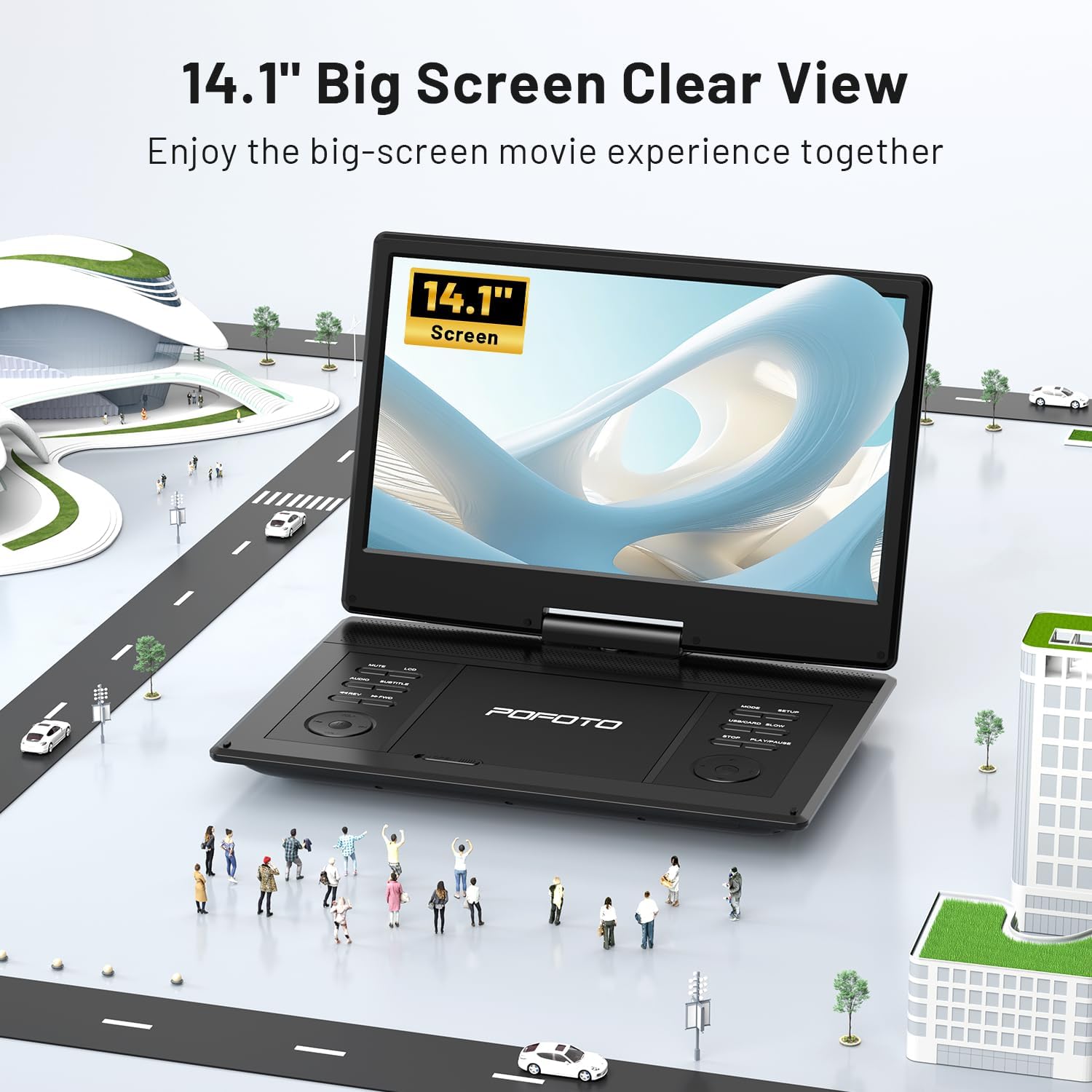 Thumbnail 1 de POFOTO 15.7" Portable DVD Player with 14.1" screen