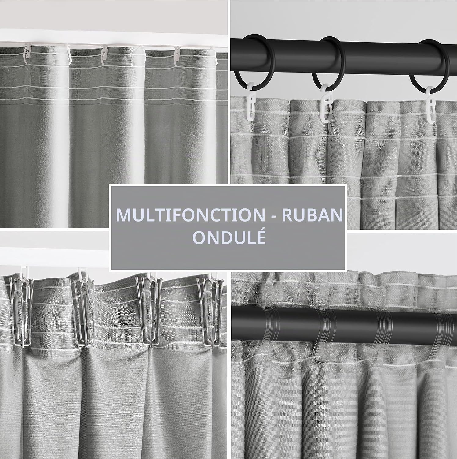 Detalle de AmeliaHome Rideau velours 1 pièce, œillets, occultant – 270 x 140 cm