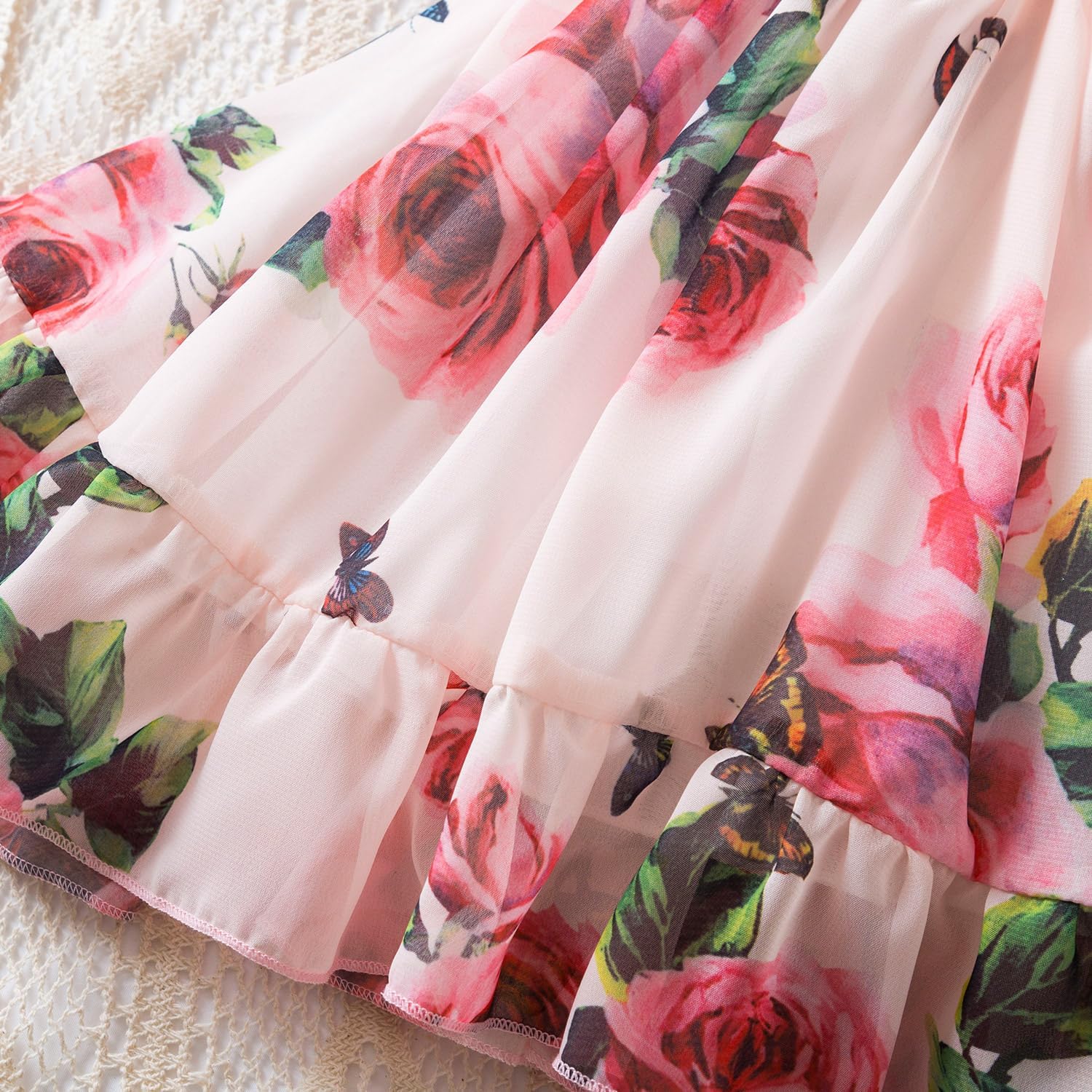 Detalle 1 de Girls floral off-shoulder dress 1-6