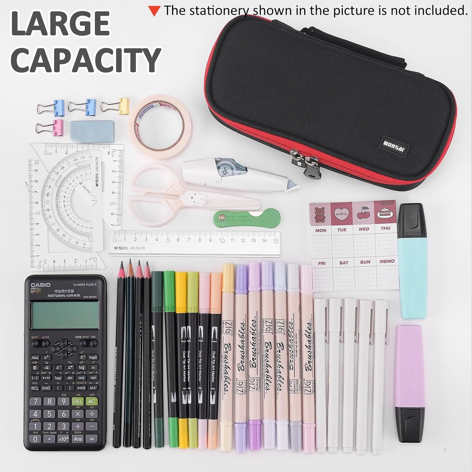 Thumbnail 2 de Wonsar Federmäppchen Mäppchen Federtasche Etui 4 Fach – vielseitig nutzbar für Schule, Büro und unterwegs