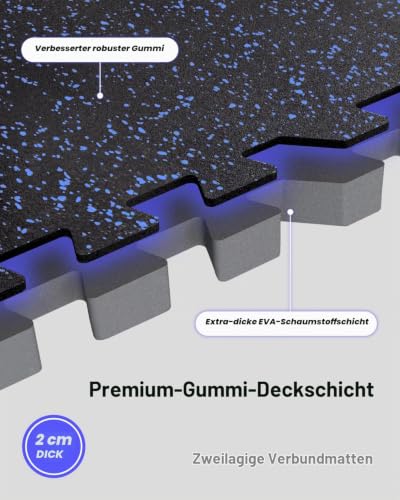 Detalle de AIRHOP 6 Matten 60x60x2 cm – rutschfeste Gummimatten für Fitnessstudio & Heimfitness