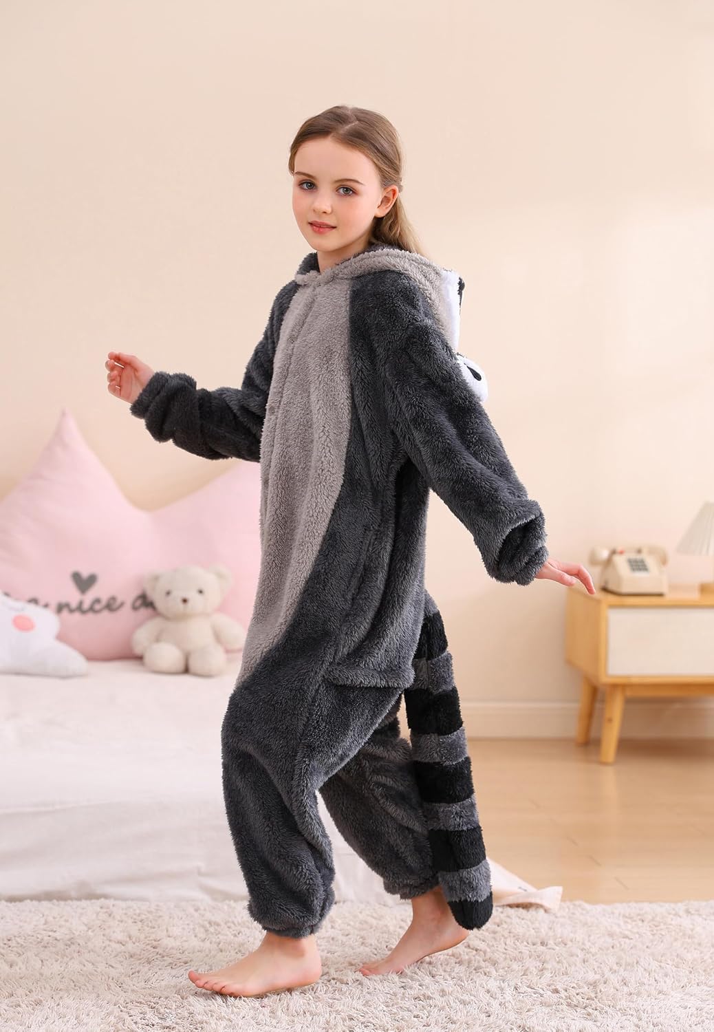Detalle de CuteOn Kids' Animal Onesie Pajamas with Hood, Ears and Tail