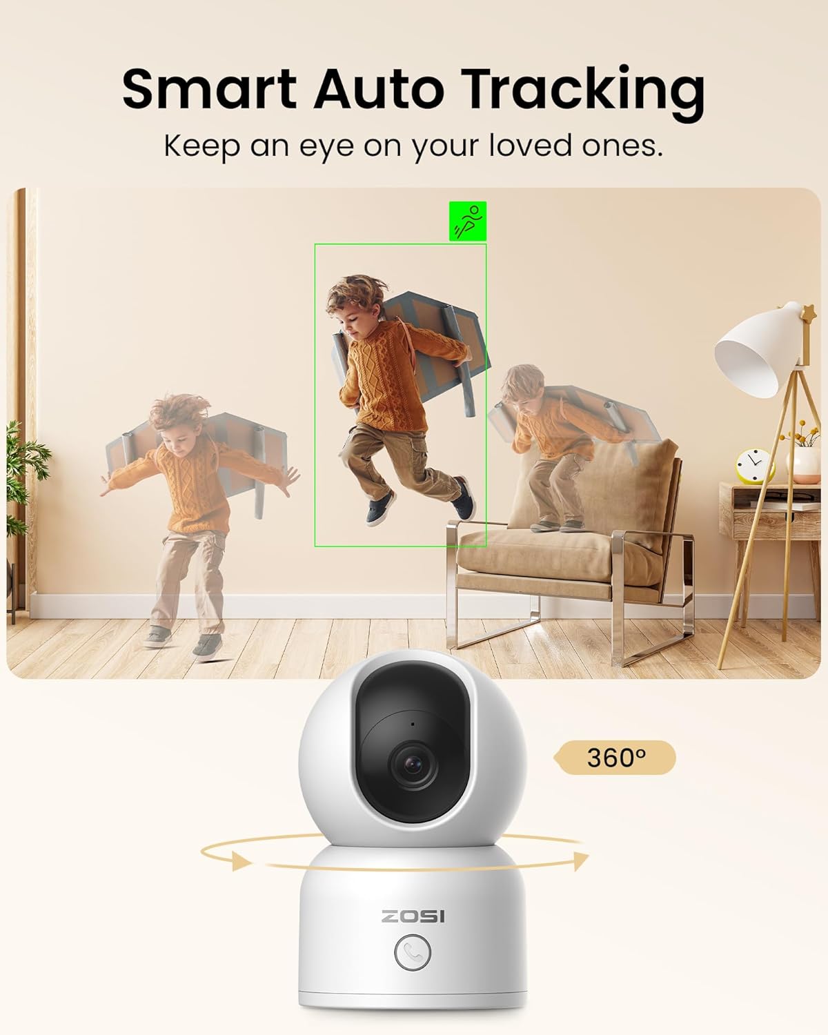 Thumbnail 4 de ZOSI C518 2K 3MP Indoor Security Camera (360° pan/tilt) for Baby Monitor & Dog Cam