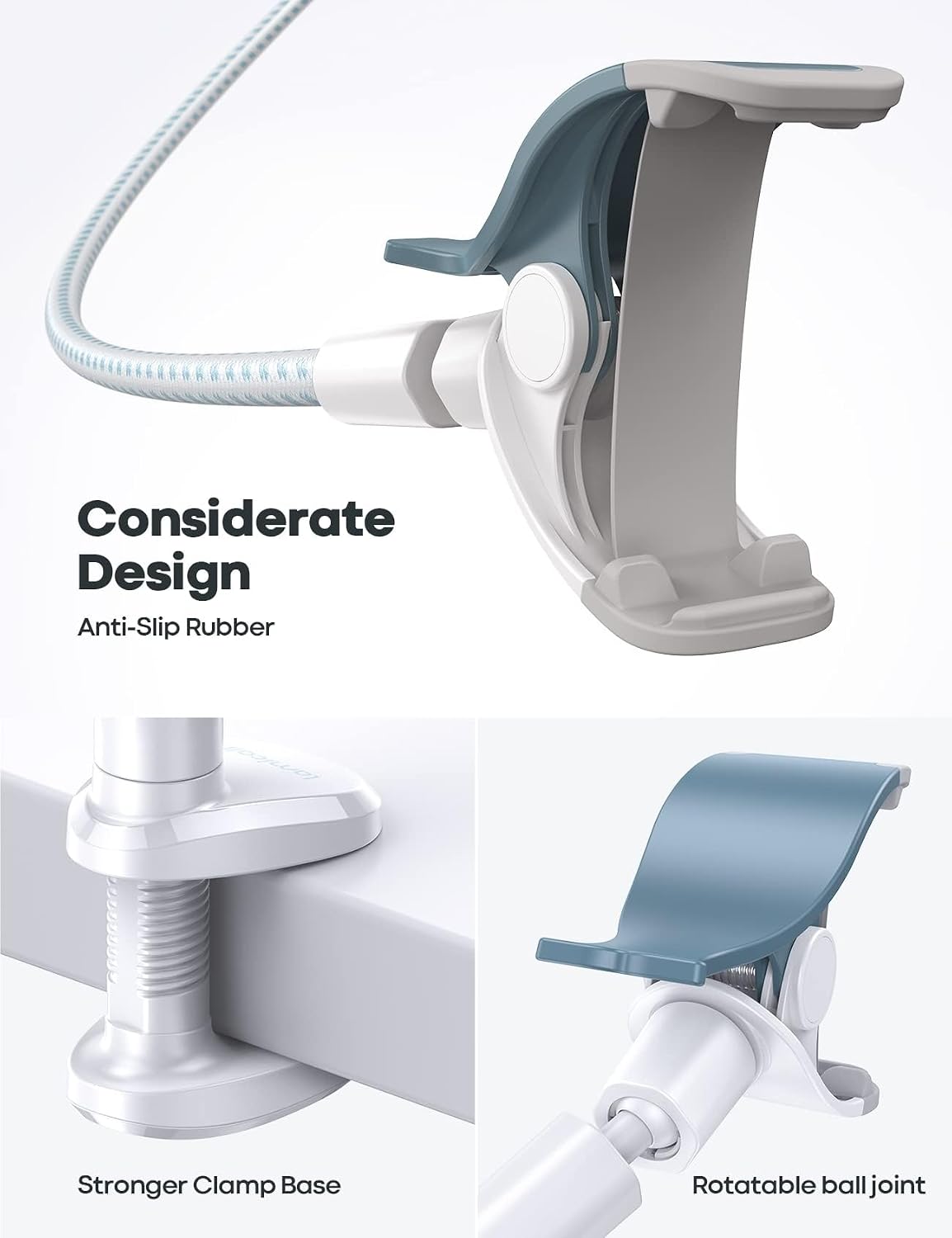 Detalle de Lamicall Gooseneck Phone Holder, 38.6-Inch Arm, 360° Adjustable Clamp