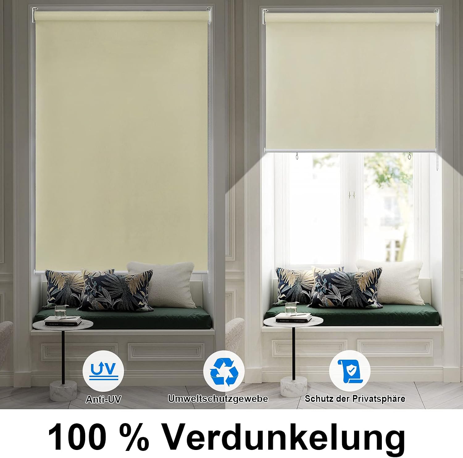Detalle de UISEBRT 962e4cc6-051e-4fa4-a0e1-60723dddc9e8 verticaal buitenrolgordijn 180 x 240 cm, beige