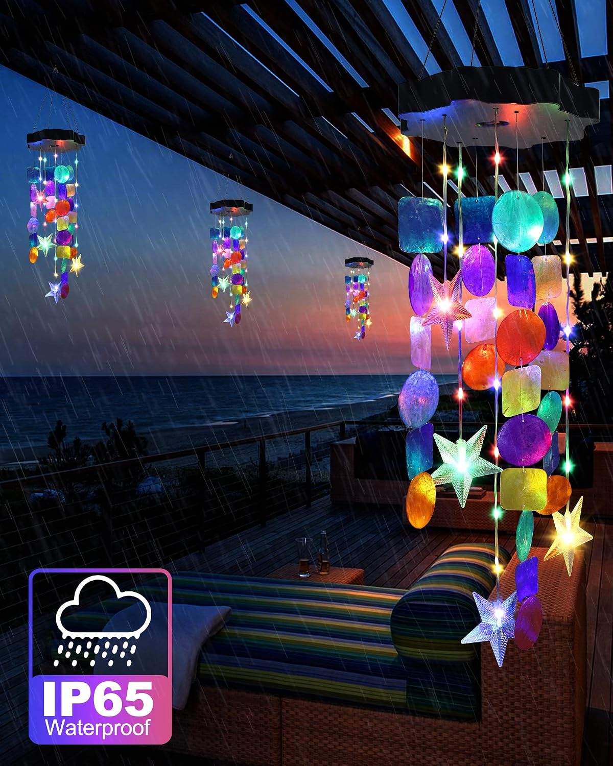 Thumbnail 4 de Toodour Wind Chimes Solar Shell Lights, Multicolor Outdoor Decor