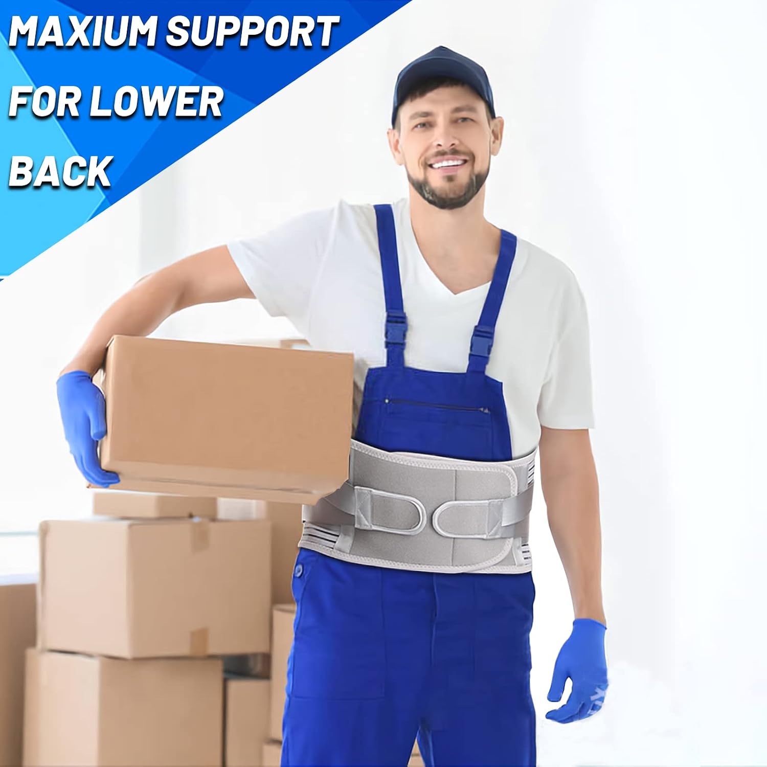 Detalle de Paskyee Back Support Belt with Removable Lumbar Pad and 4 Stays