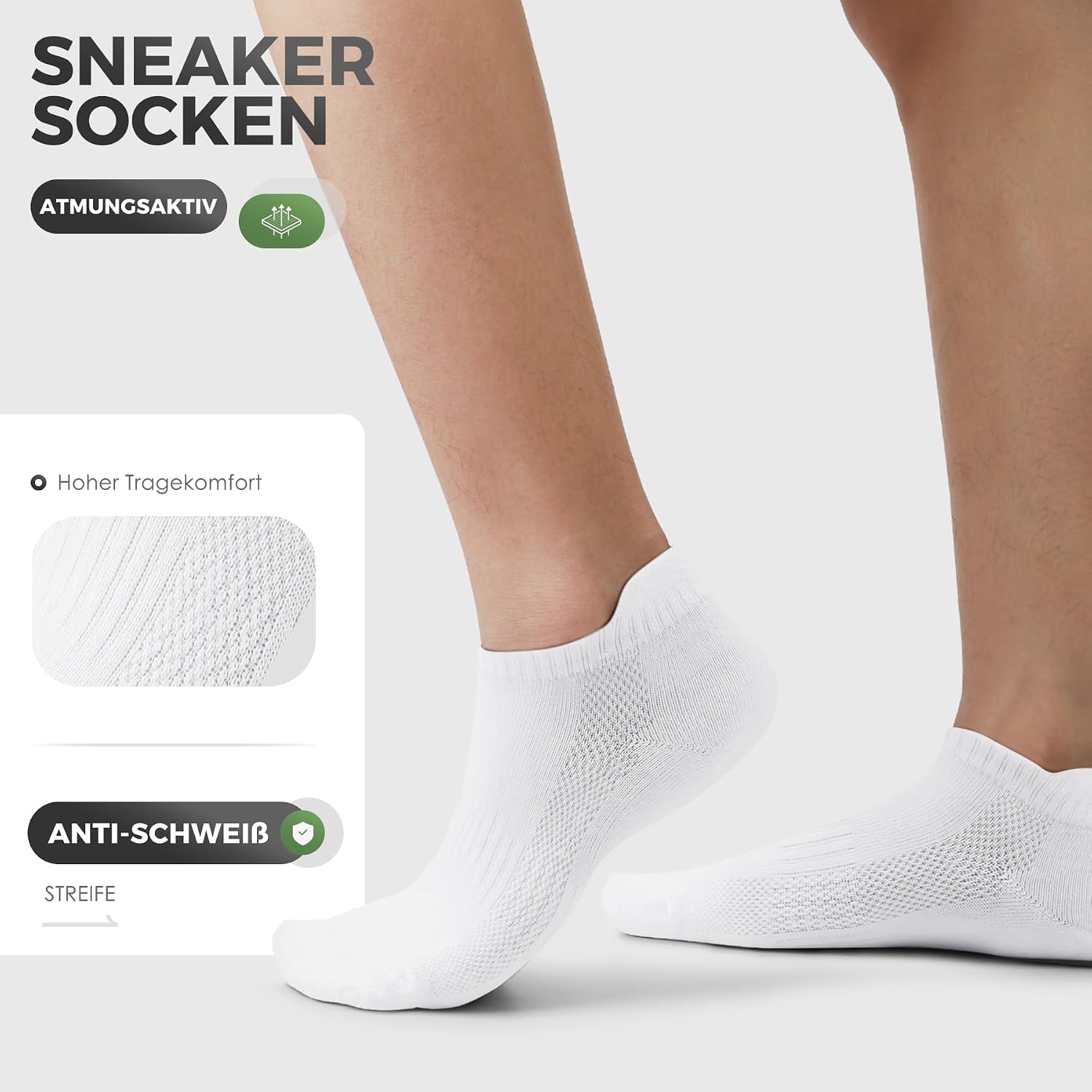 Detalle de FALARY 10 Paar Sneaker Socken (Herren & Damen) – kurze Sportsocken aus Baumwolle