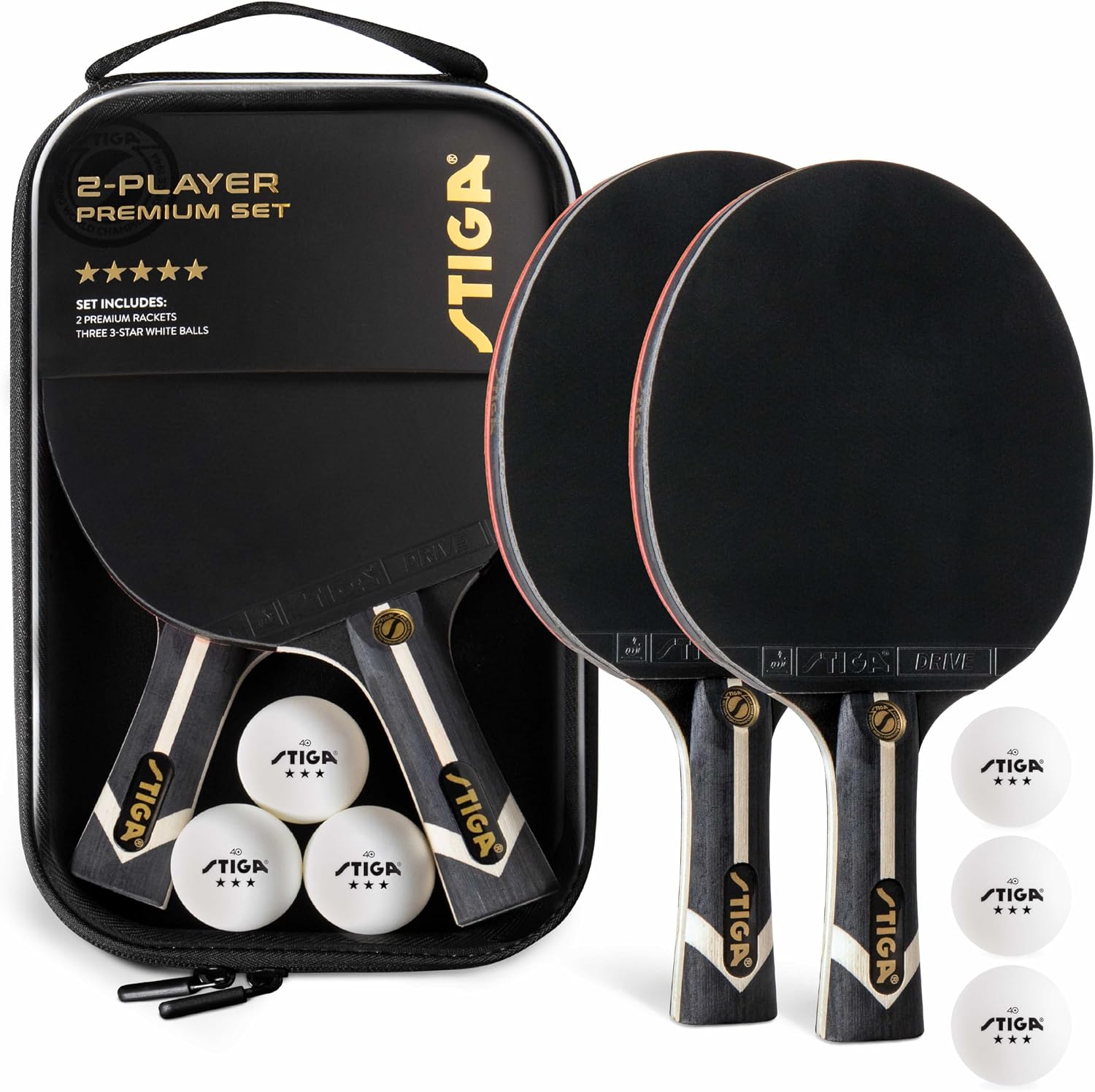 Detalle de STIGA Premium 2-Player Ping Pong Paddle Set with ITTF-Approved Paddles