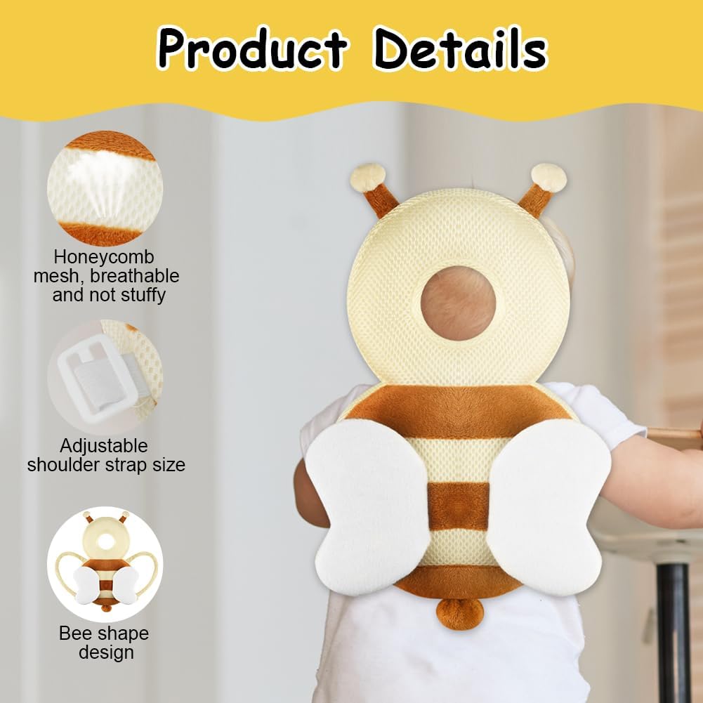 Thumbnail 2 de Vicloon Protezione per la Testa del Bambino – Ape Beige con Ginocchiere, protezione testa morbida e traspirante per gattonare e camminare